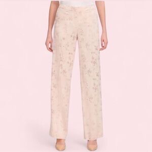Calvin Klein Pink Floral Satin Wide-Leg Pants | Size 6 | EUC